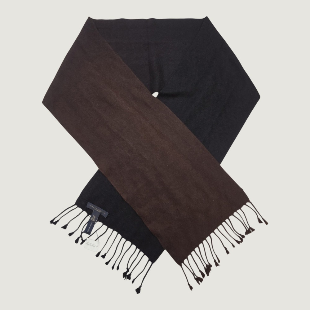 Vintage NOS Banana Republic 100% Cashmere Scarf Ombre Black Brown Gift for Him